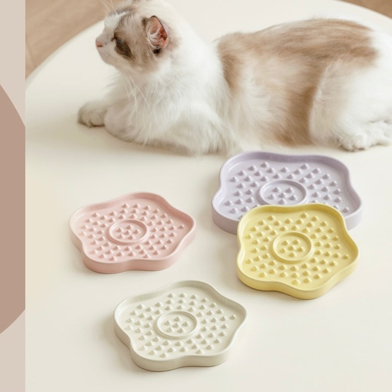 Ceramic Flower Slow Feeder for Cats & Small Dogs