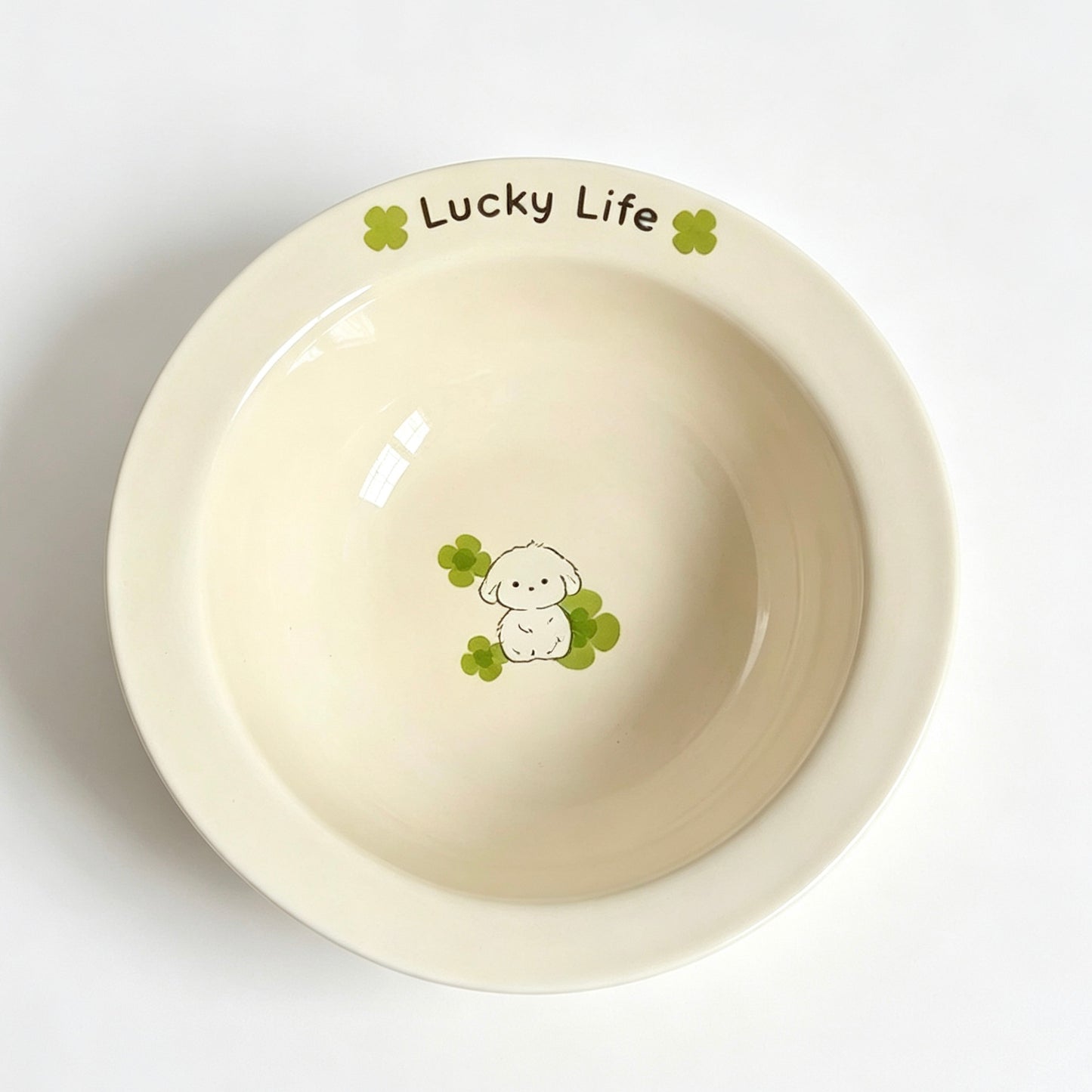 Cute Bunny & Puppy Ceramic Cat Bowl