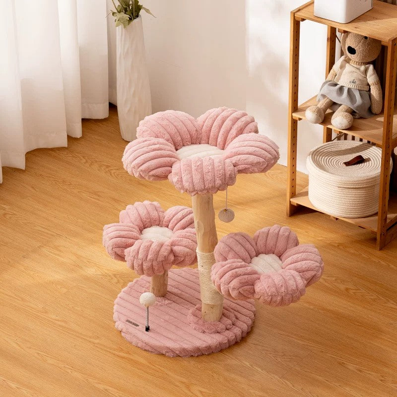 Solid Wood Flower Cat Tree — Where Fine Furniture Meets Feline Nature