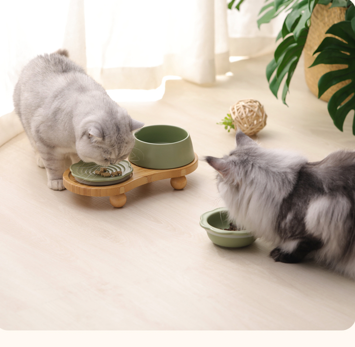 Bamboo Stand for Cat Bowls,