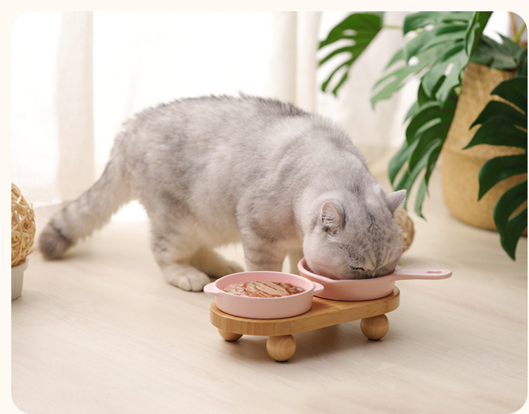 Bamboo Stand for Cat Bowls,