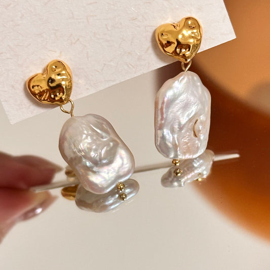 Baroque Multi-Color Pearl Earrings with Freshwater Pearls - Pearl Earrings.