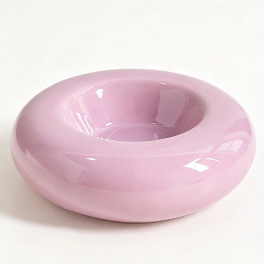 Ceramic Bagel Bowl for Cats, Wide Rim Whisker-Friendly Cat Bowl