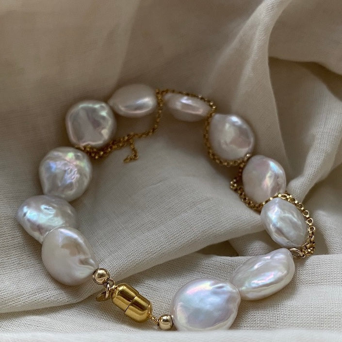 Baroque Pearls Bracelets with Freshwater Pearls, Natural Pearl Bracelet.