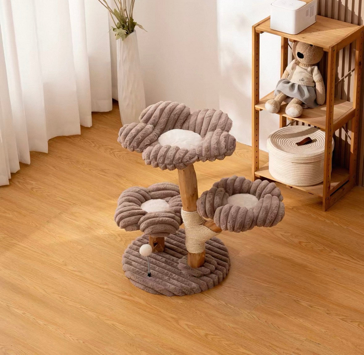 Solid Wood Flower Cat Tree — Where Fine Furniture Meets Feline Nature