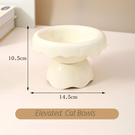 Ceramic Elevated Cat Bowl, Whisker Friendly Raised Cat Food Bowl for Food and Water, Cat Feeding Bowl