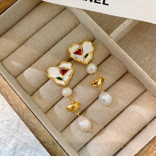Baroque Pearl Earrings with Freshwater Pearls - Pearl Earrings.