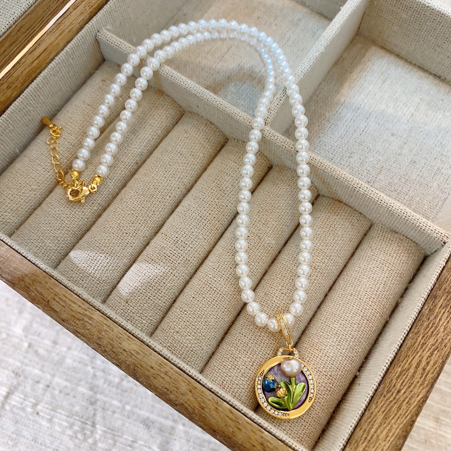 Baroque Pearl Necklace with Freshwater Pearls, Oii Painting Pearl Necklace.