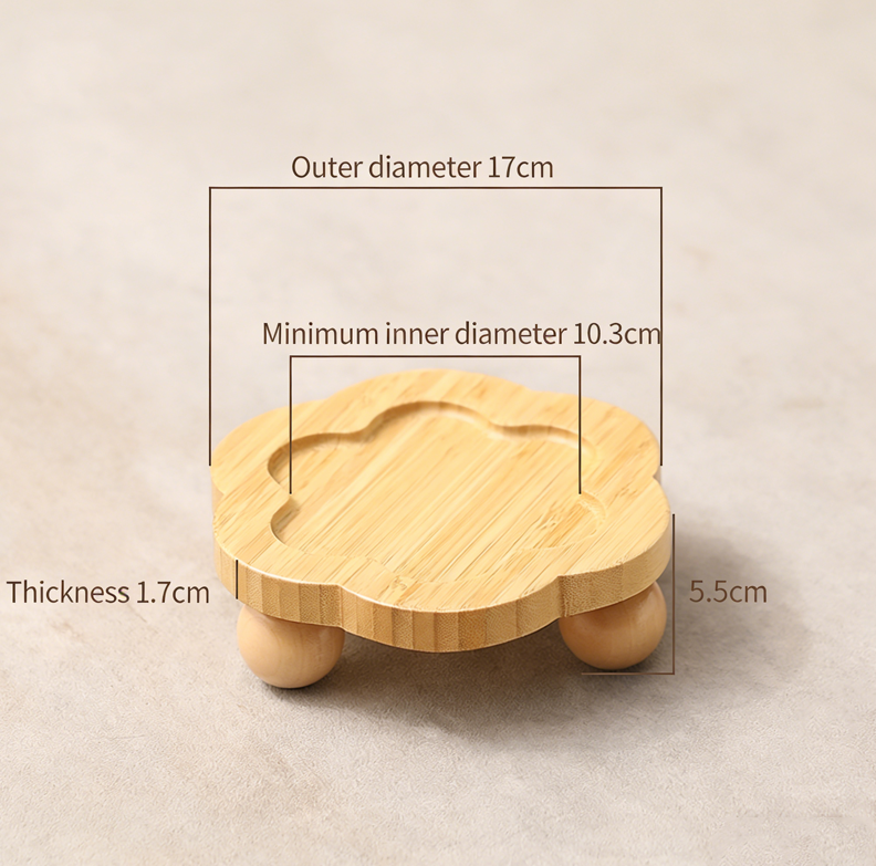 Elevated Bamboo Stand for 5.5" Cat Bowls – Raised Wood Pet Feeder for Neck Protection & Whisker Relief
