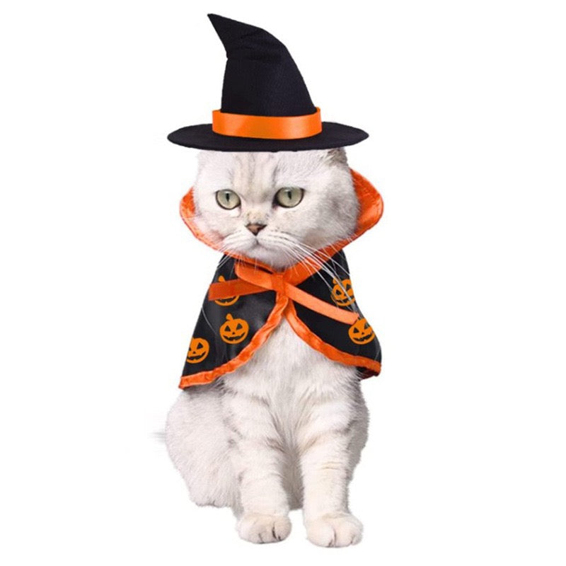 Halloween Pet Cape Costume Cat Vampire Cloak Cat Wizard Outfit Pet Witch Cosplay Apparel Halloween Pet Cloak Party Costumes