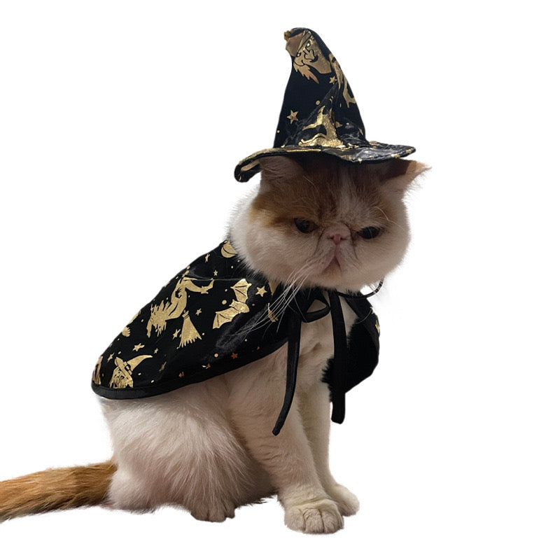 Halloween Pet Cape Costume Cat Vampire Cloak Cat Wizard Outfit Pet Witch Cosplay Apparel Halloween Pet Cloak Party Costumes