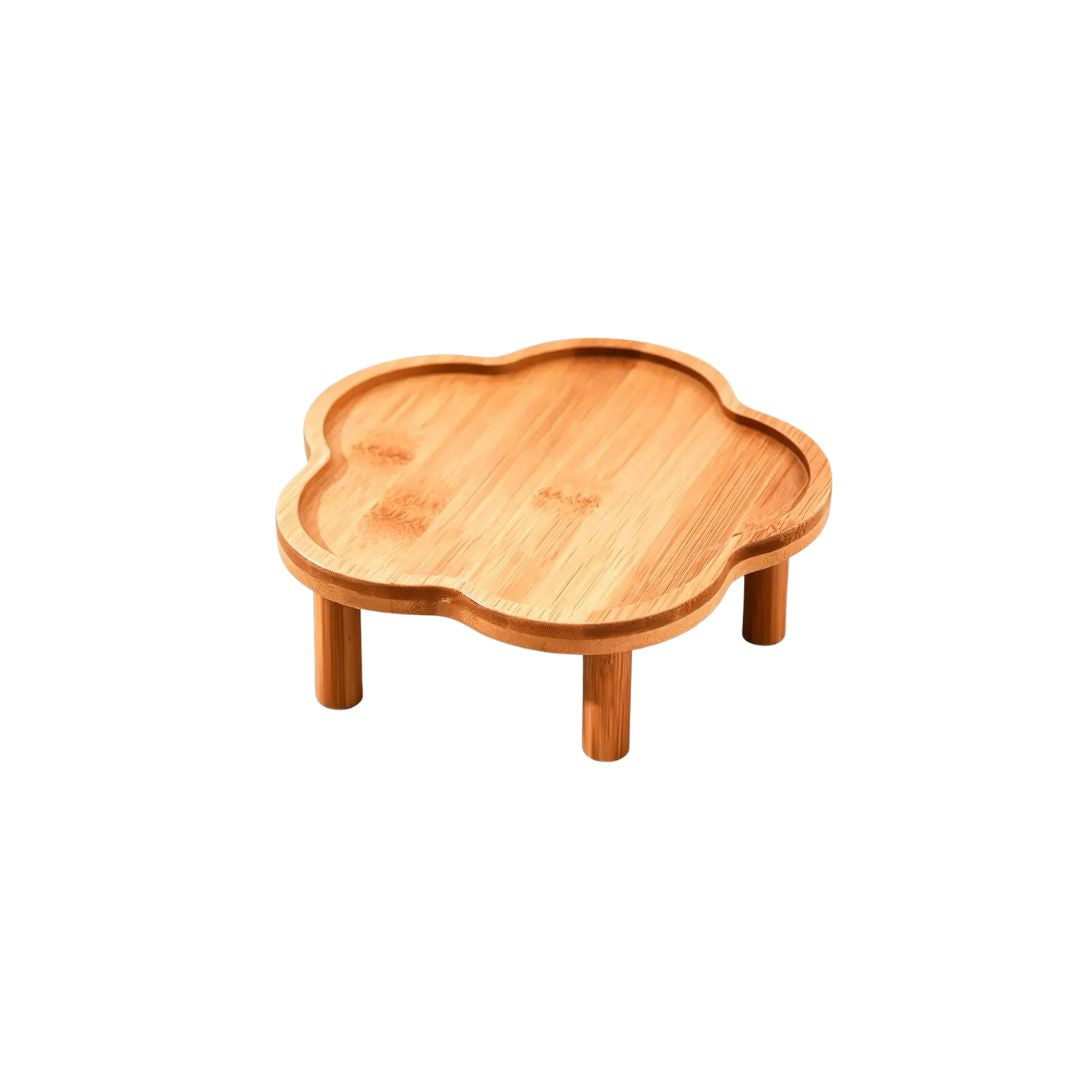 Elevated Bamboo Stand for 5.5" Cat Bowls – Raised Wood Pet Feeder for Neck Protection & Whisker Relief