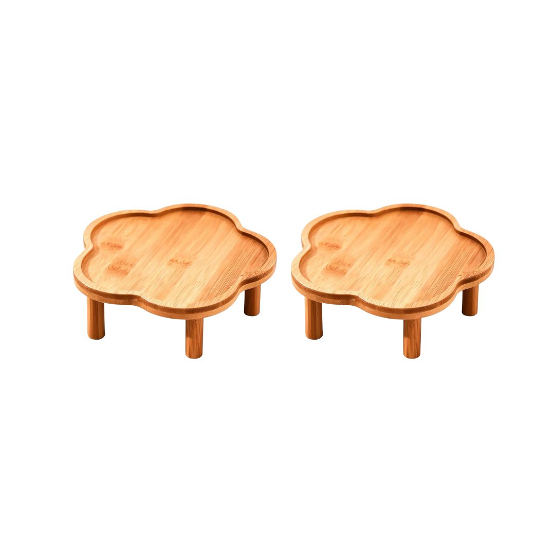Elevated Bamboo Stand for 5.5" Cat Bowls – Raised Wood Pet Feeder for Neck Protection & Whisker Relief