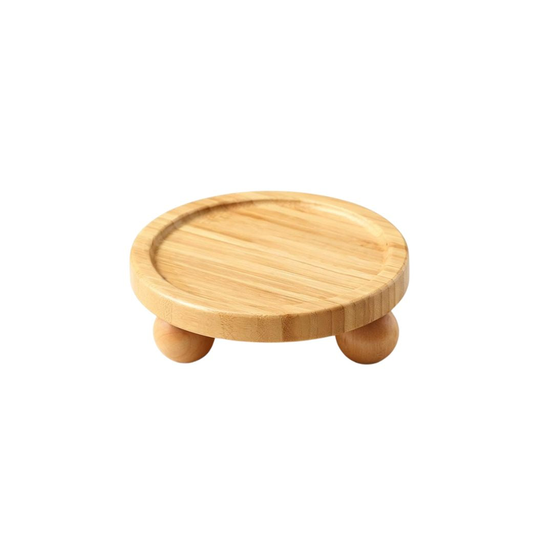 Elevated Bamboo Stand for 5.5" Cat Bowls – Raised Wood Pet Feeder for Neck Protection & Whisker Relief