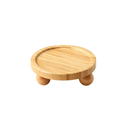Bamboo Stand for 5.5" Cat Bowls – Raised Wood Pet Feeder for Whisker Relief