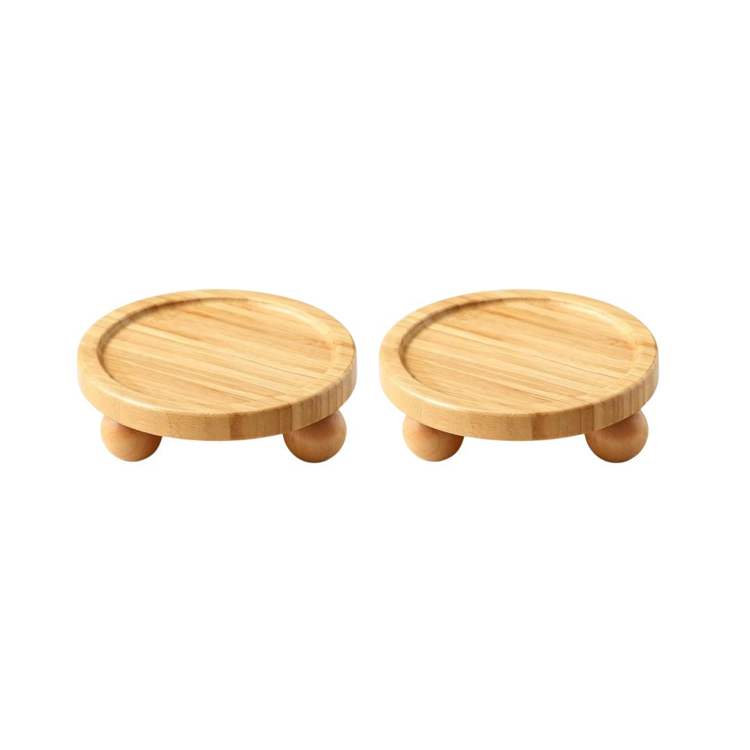 Elevated Bamboo Stand for 5.5" Cat Bowls – Raised Wood Pet Feeder for Neck Protection & Whisker Relief