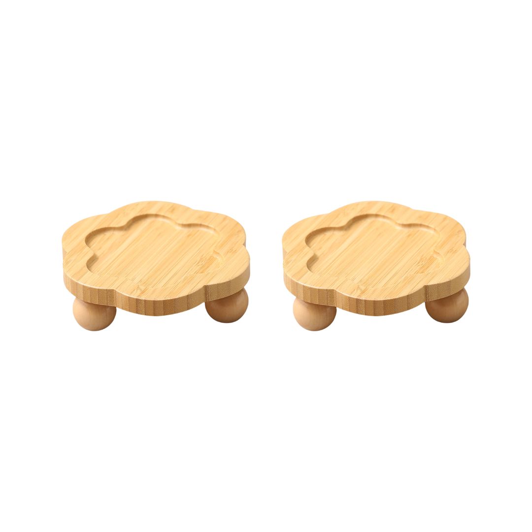 Elevated Bamboo Stand for 5.5" Cat Bowls – Raised Wood Pet Feeder for Neck Protection & Whisker Relief