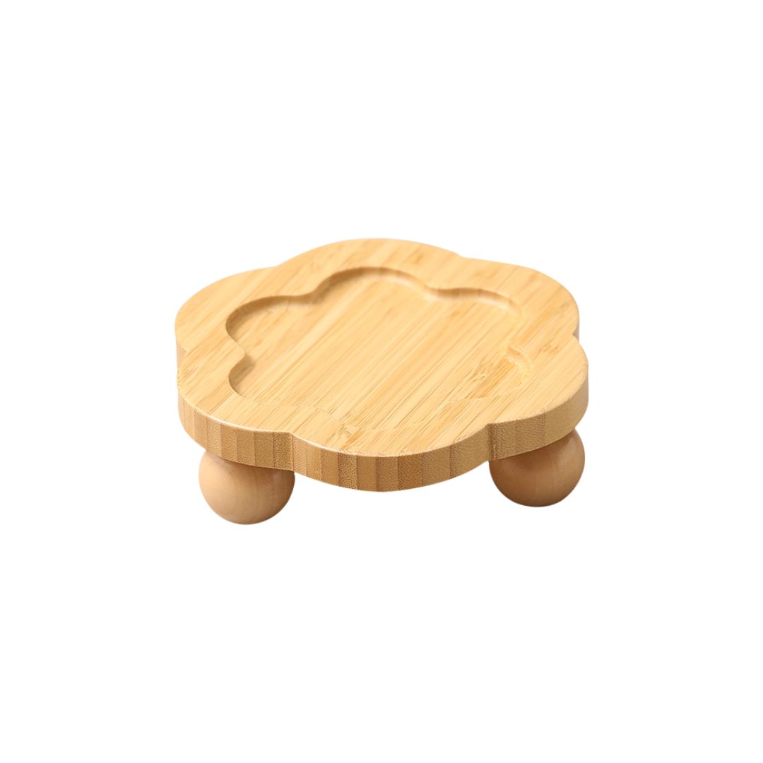 Elevated Bamboo Stand for 5.5" Cat Bowls – Raised Wood Pet Feeder for Neck Protection & Whisker Relief