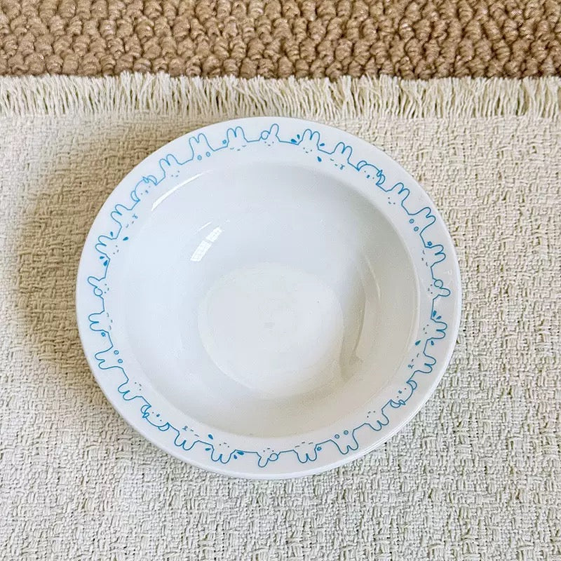Cute Bunny & Puppy Ceramic Cat Bowl
