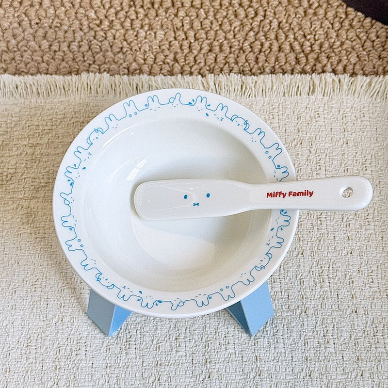 Cute Bunny & Puppy Ceramic Cat Bowl