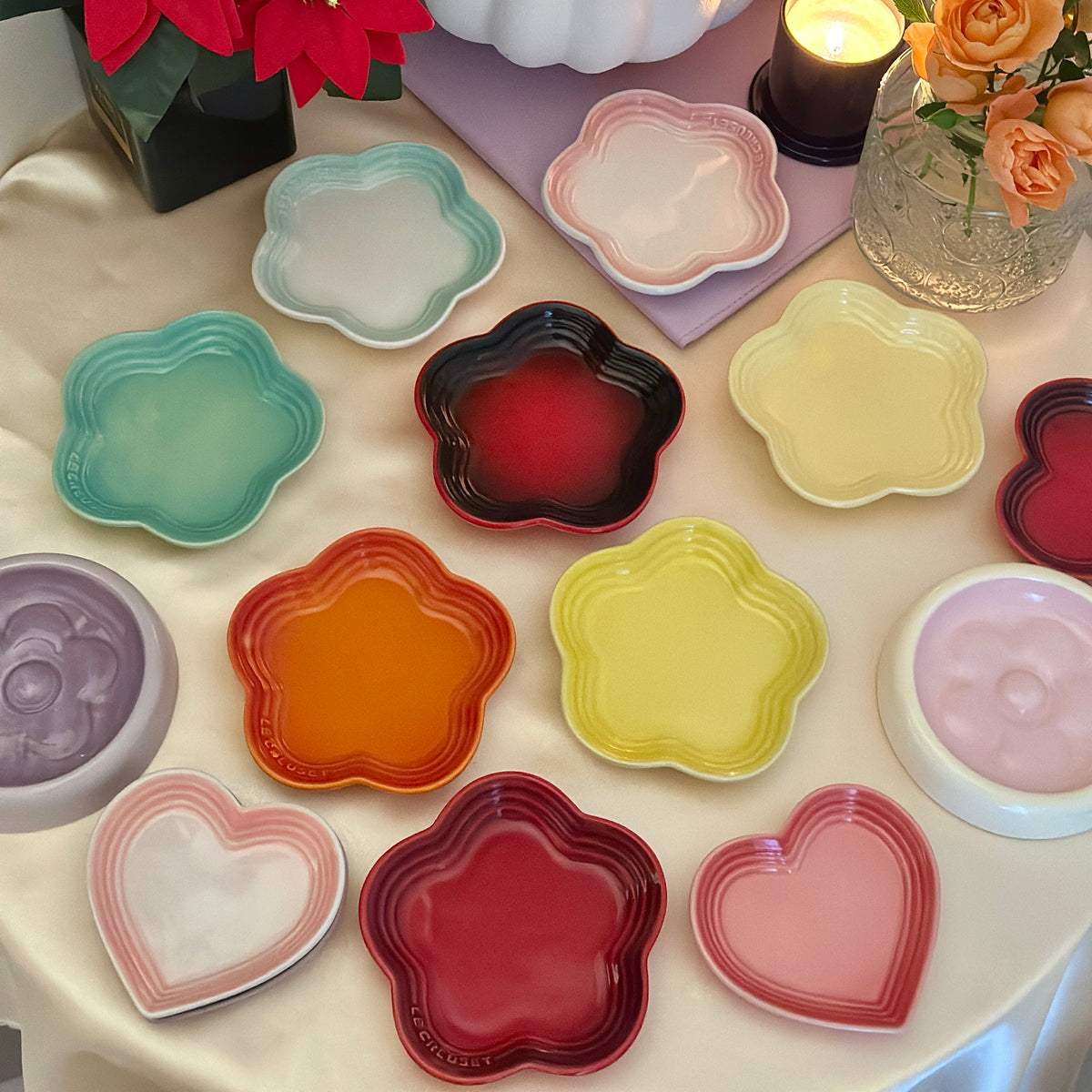 Ceramic Flower Plates & Stands, Feeding Plates for Cats