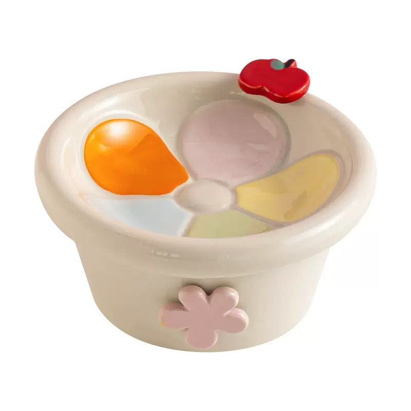 Daisy Petal Elevated Ceramic Cat Bowl – Whisker-Friendly Raised Pet Dish