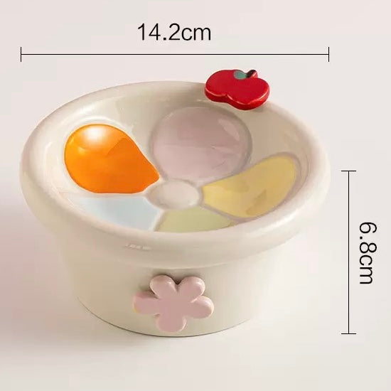 Daisy Petal Elevated Ceramic Cat Bowl – Whisker-Friendly Raised Pet Dish