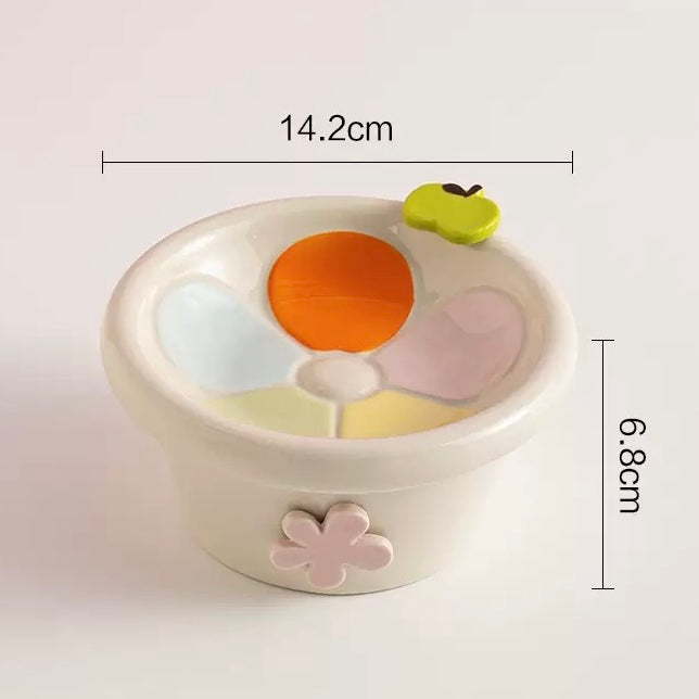 Daisy Petal Elevated Ceramic Cat Bowl – Whisker-Friendly Raised Pet Dish