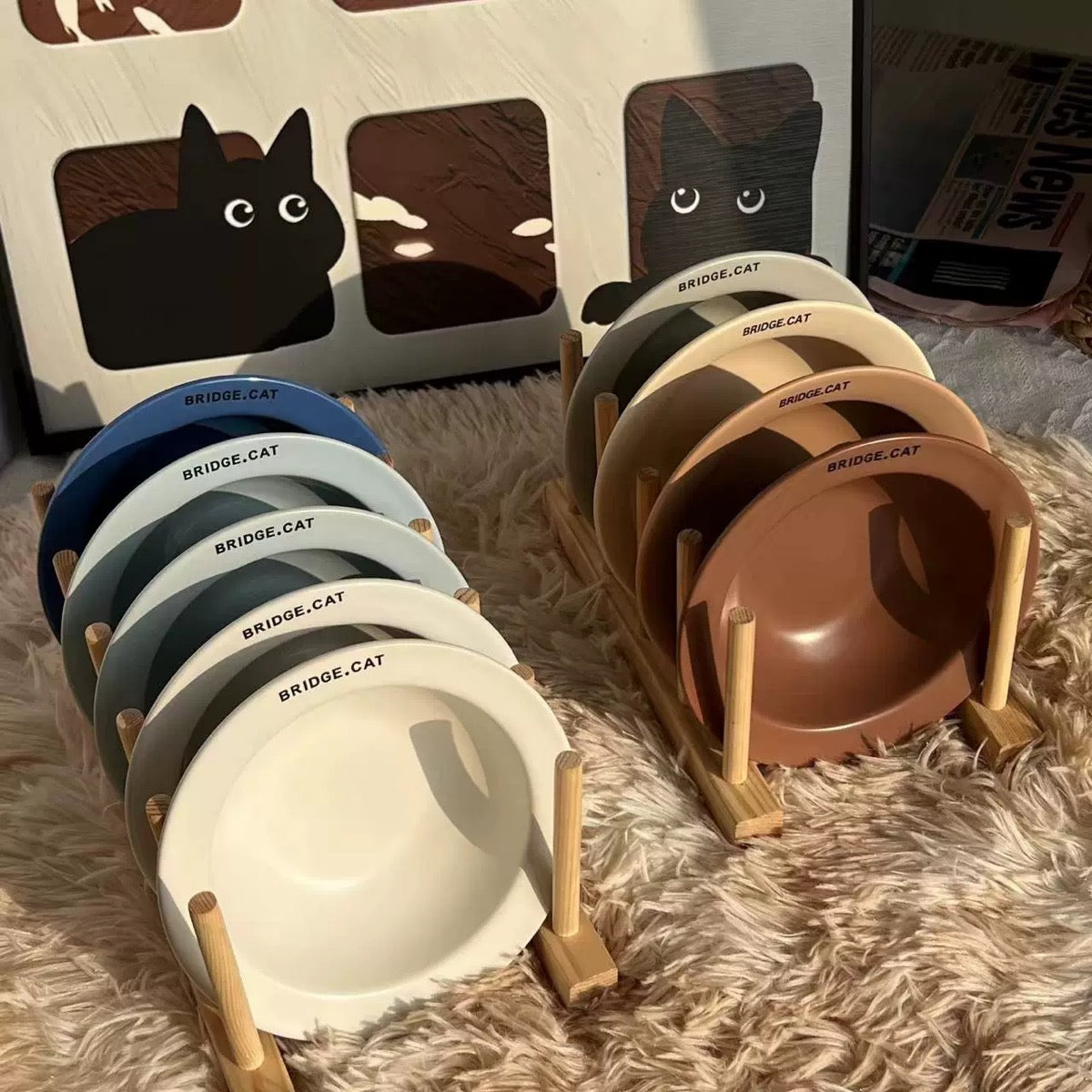 Ceramic Cat Bowl – Wide Shallow Cat Food Dish, Microwave & Dishwasher Safe