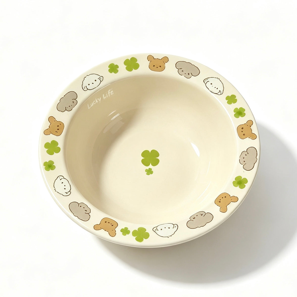 Cute Bunny & Puppy Ceramic Cat Bowl