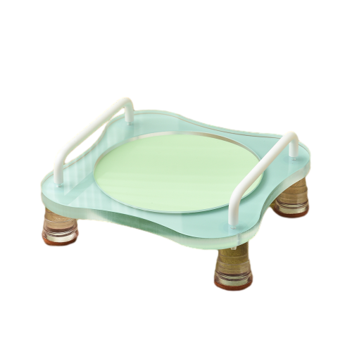 Acrylic Elevated Cat Bowl Stand with Non-Slip Feet — Raised Feeder for Ceramic Cat Plates