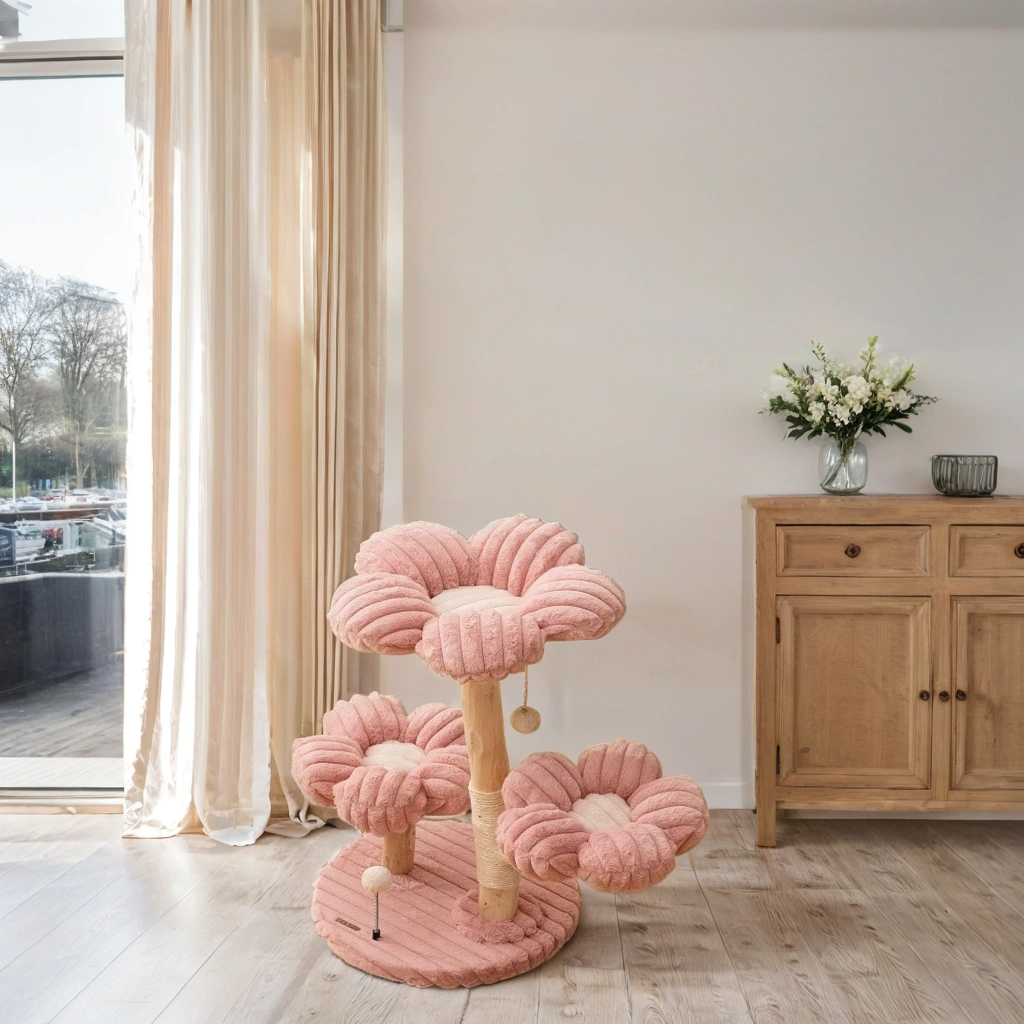 Solid Wood Flower Cat Tree — Where Fine Furniture Meets Feline Nature