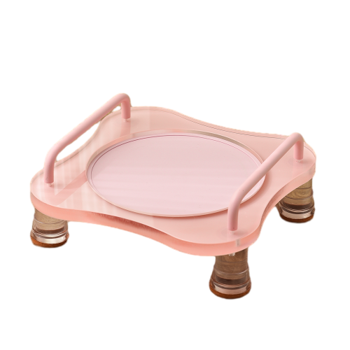 Acrylic Elevated Cat Bowl Stand with Non-Slip Feet — Raised Feeder for Ceramic Cat Plates
