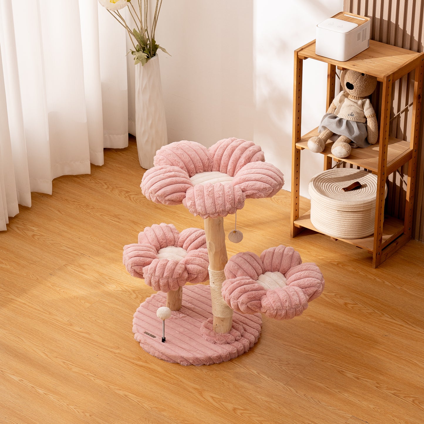 Solid Wood Flower Cat Tree — Where Fine Furniture Meets Feline Nature