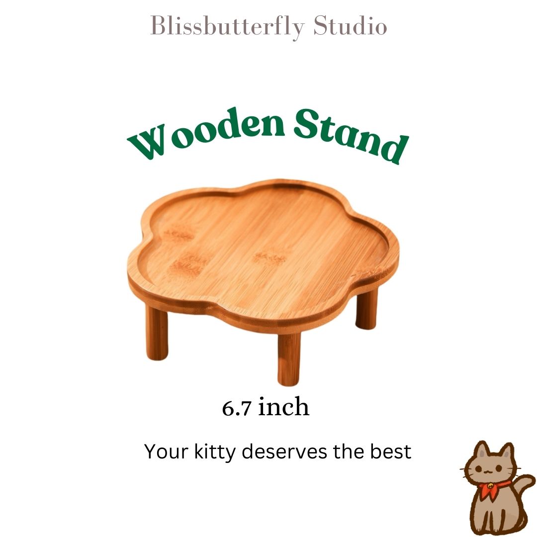 Bamboo Stand for Cat Bowls,