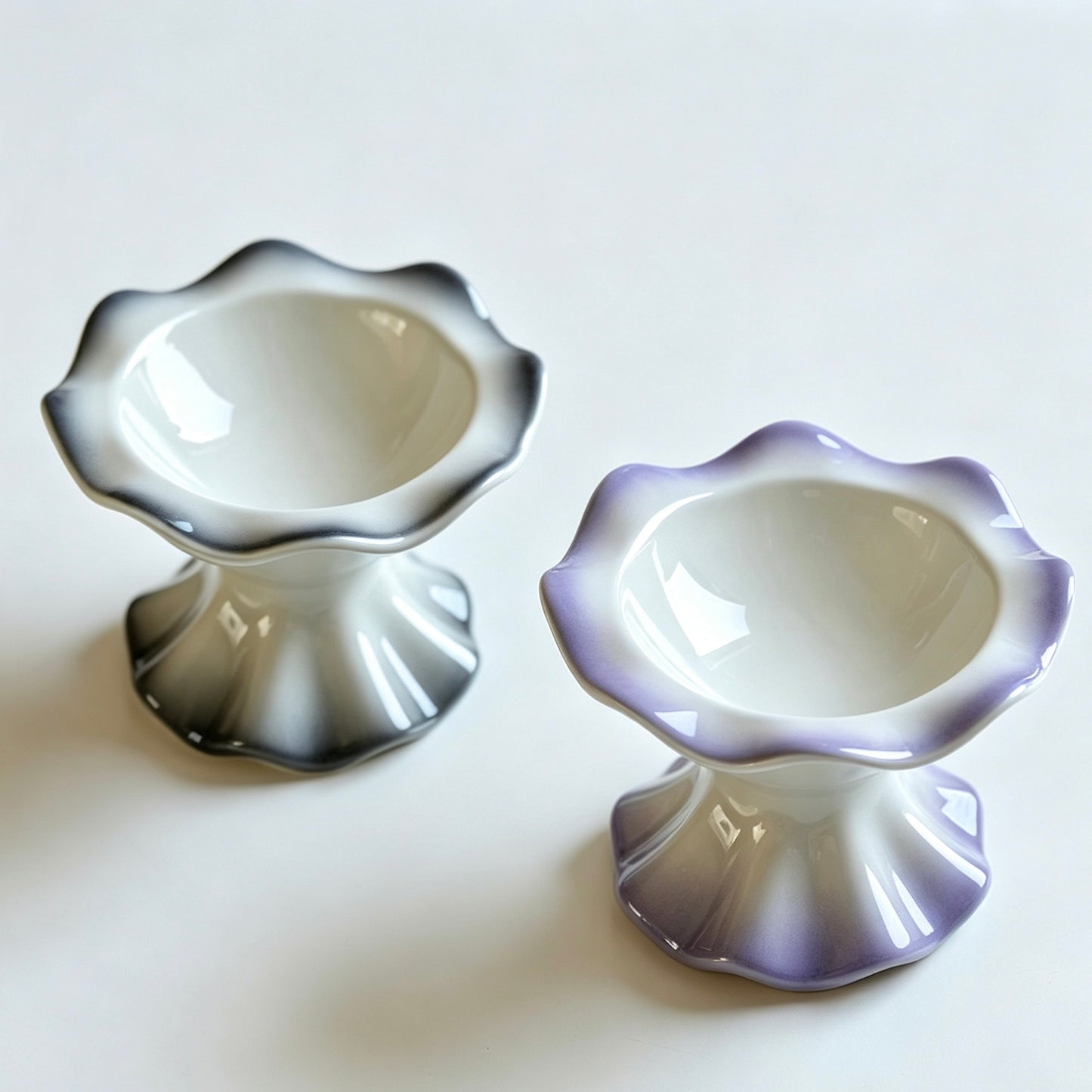Petal Rim Elevated Cat Bowl – Ceramic Cat Feeder