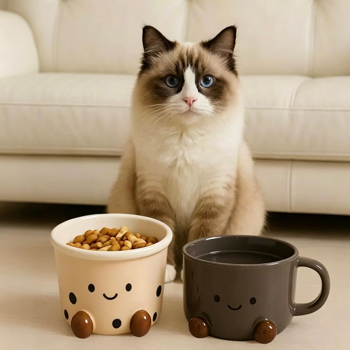 Bubble-Tea Cat Bowls-Elevated Ceramic Pet Bowl