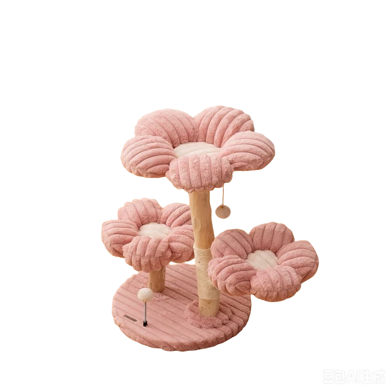 Solid Wood Flower Cat Tree — Where Fine Furniture Meets Feline Nature