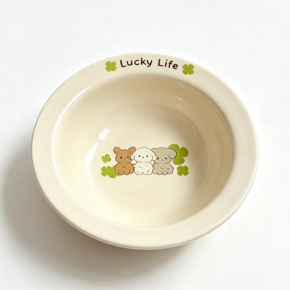 Cute Bunny & Puppy Ceramic Cat Bowl